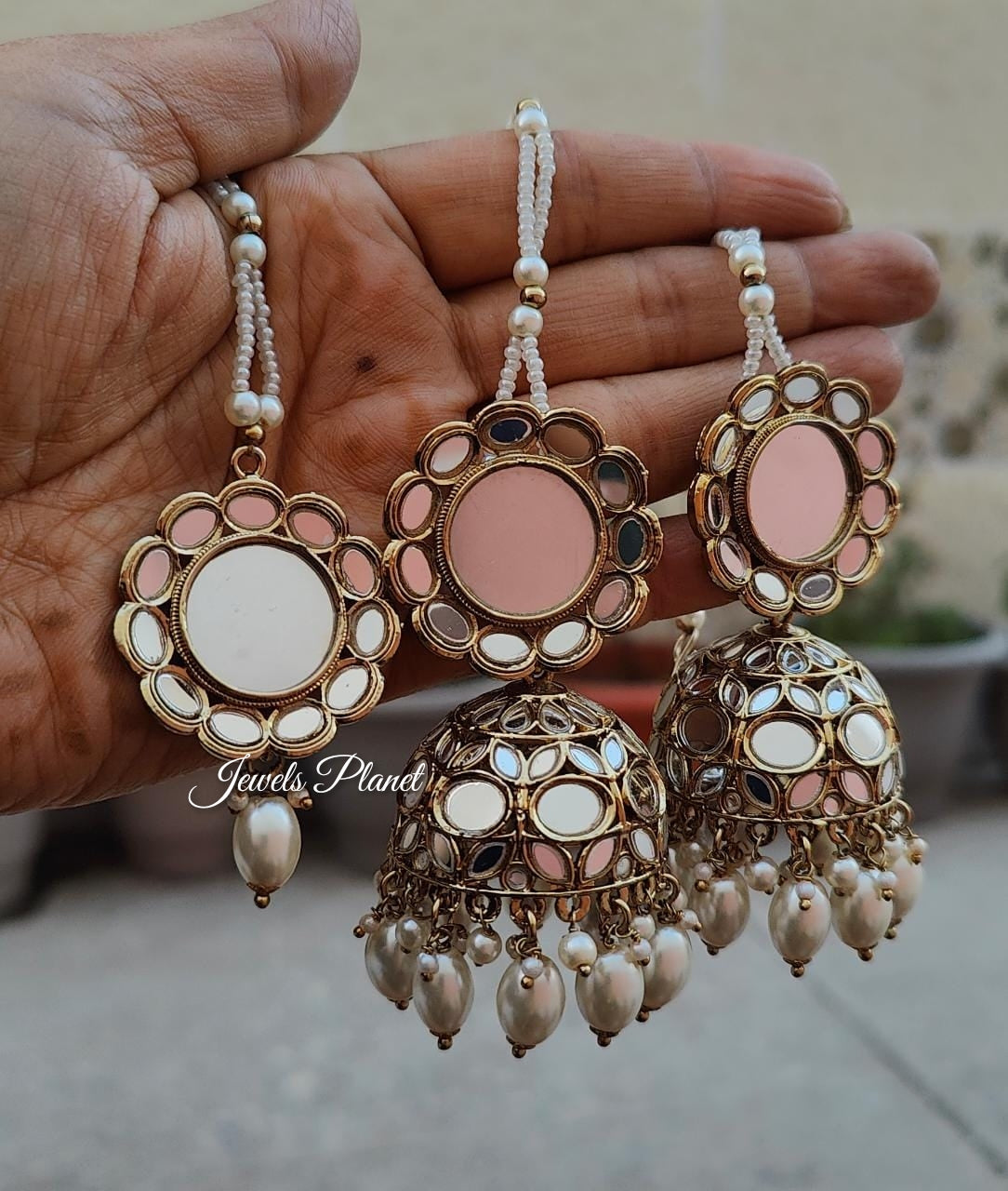 Tisha Mirror Jhumki Tikka