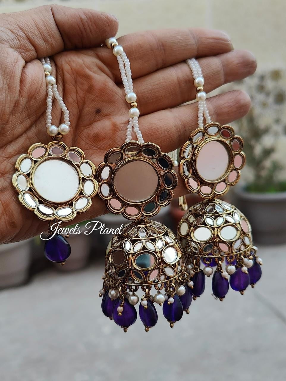 Tisha Mirror Jhumki Tikka