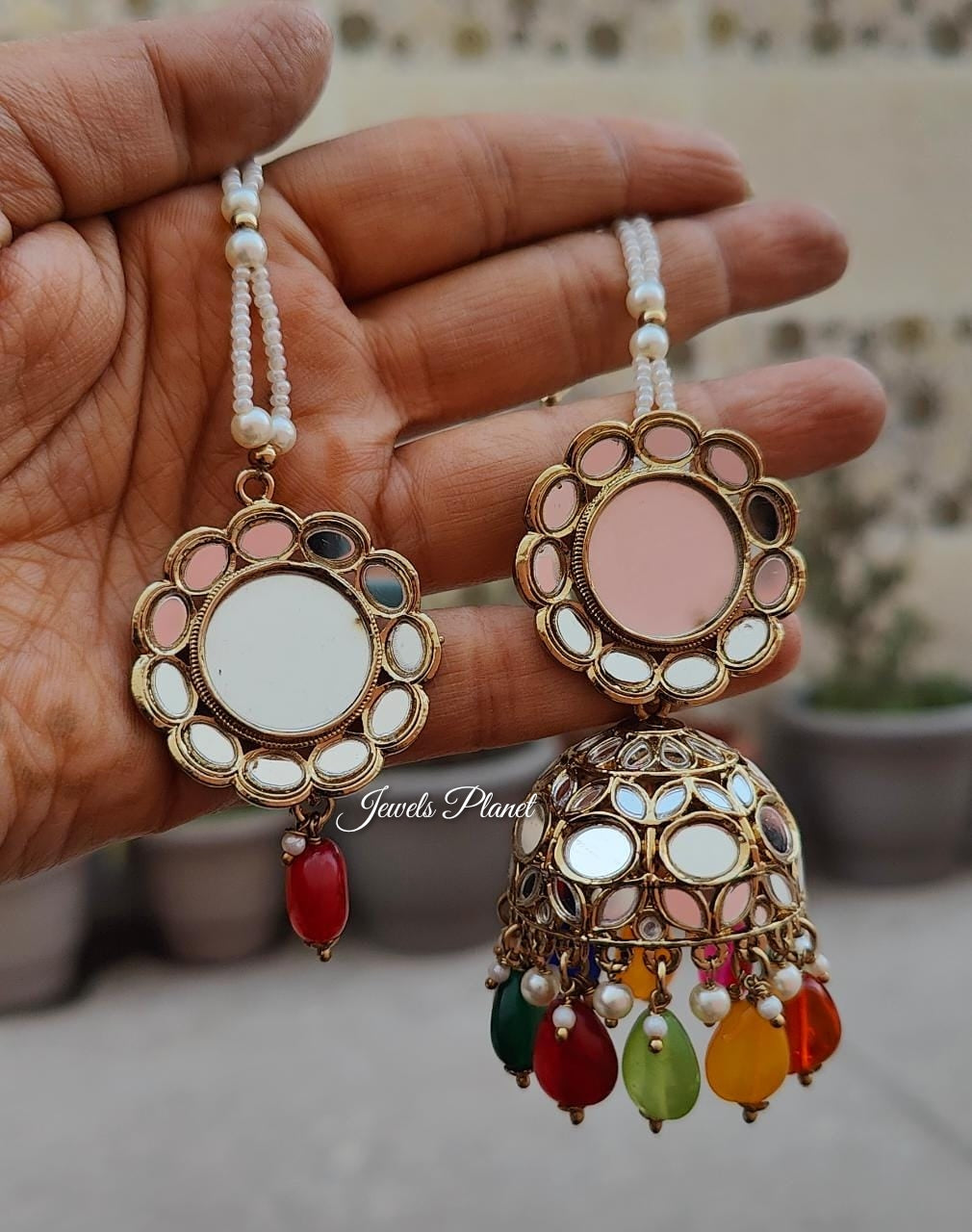 Tisha Mirror Jhumki Tikka