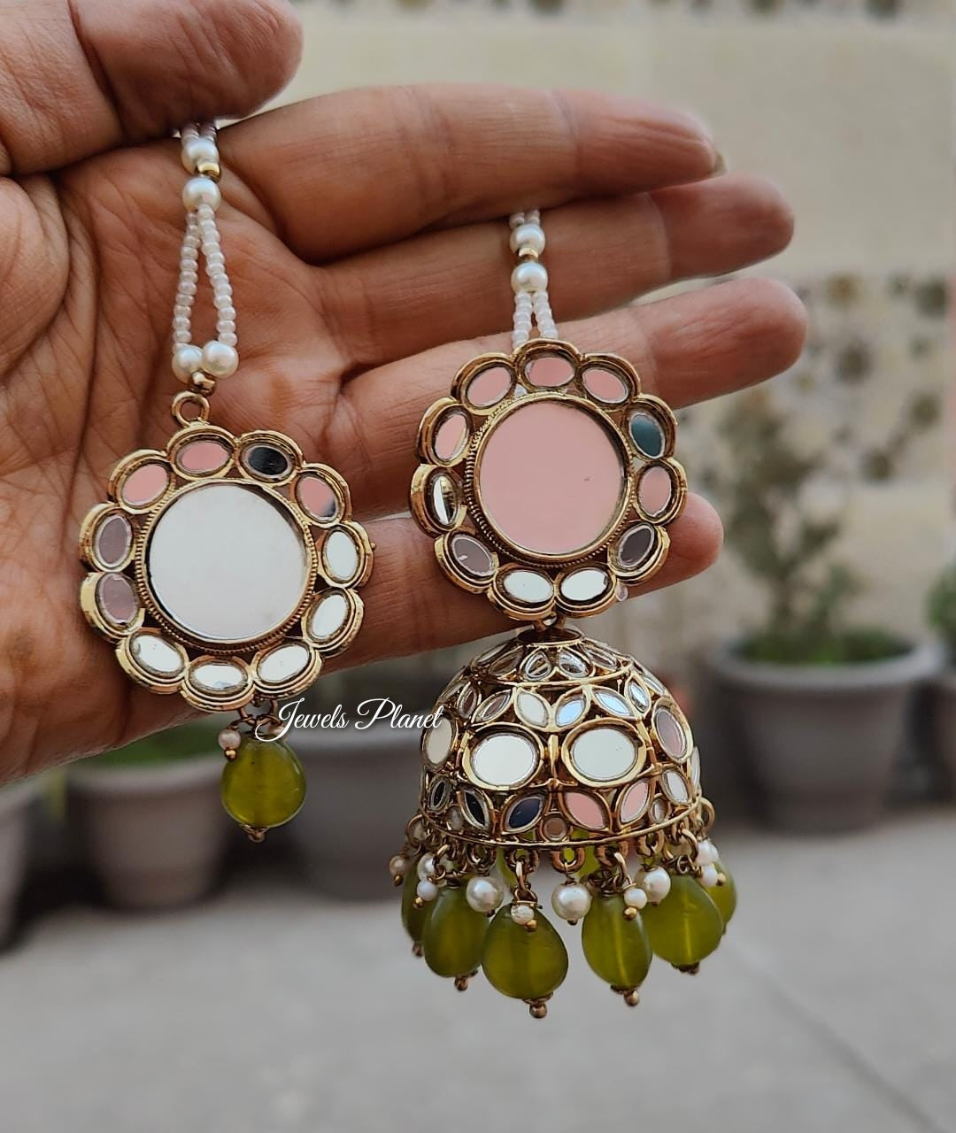 Tisha Mirror Jhumki Tikka