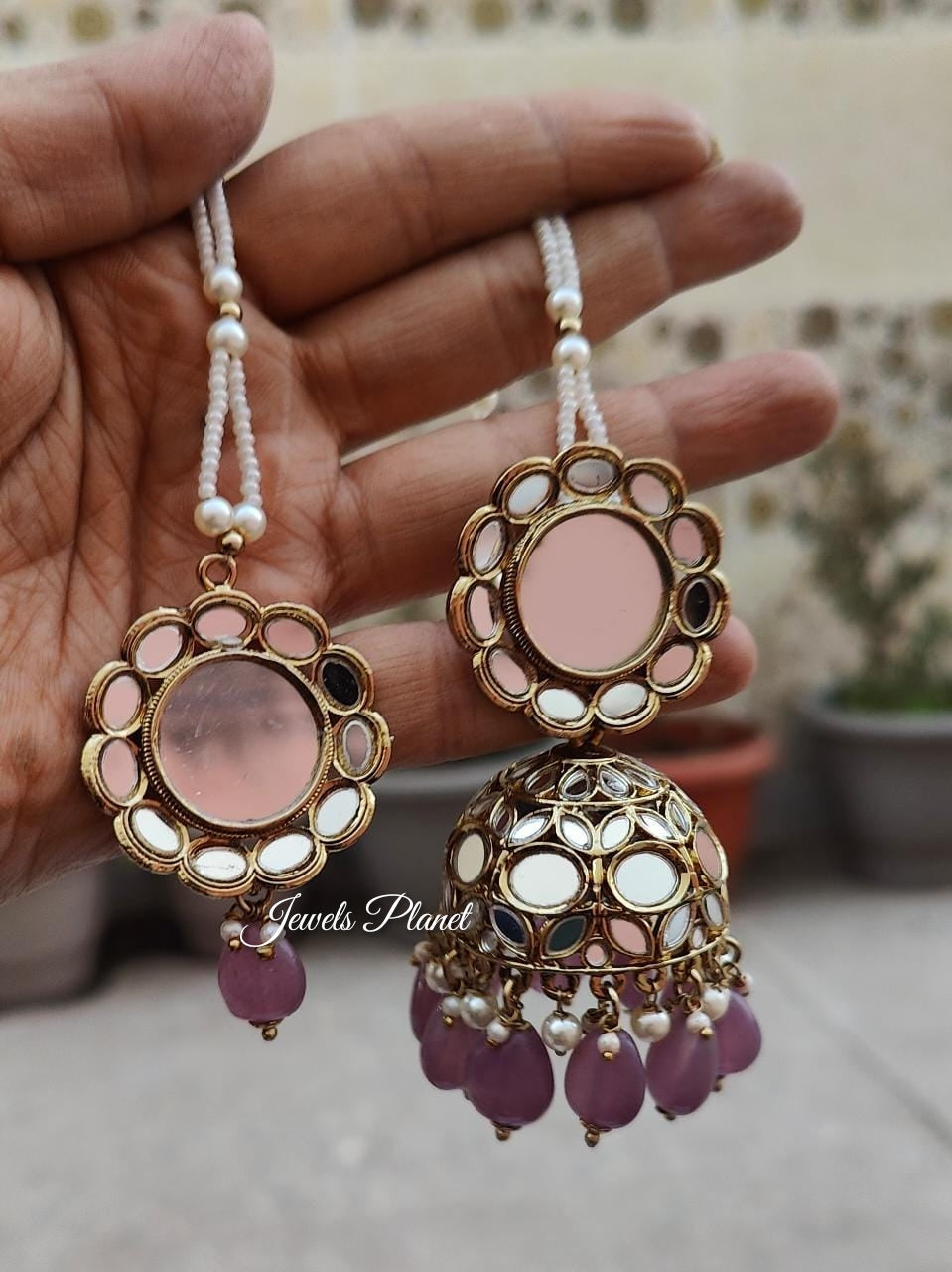 Tisha Mirror Jhumki Tikka