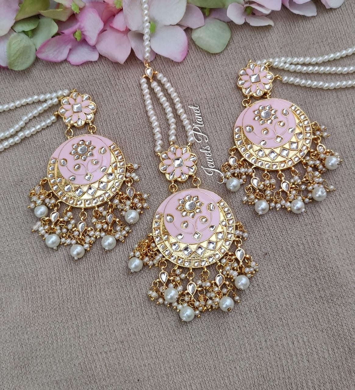 Nishika Kundan Earrings Tikka