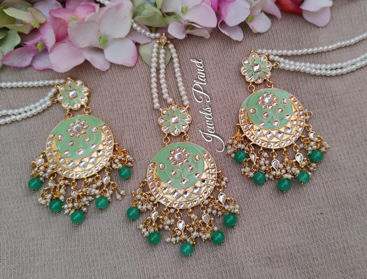 Nishika Kundan Earrings Tikka