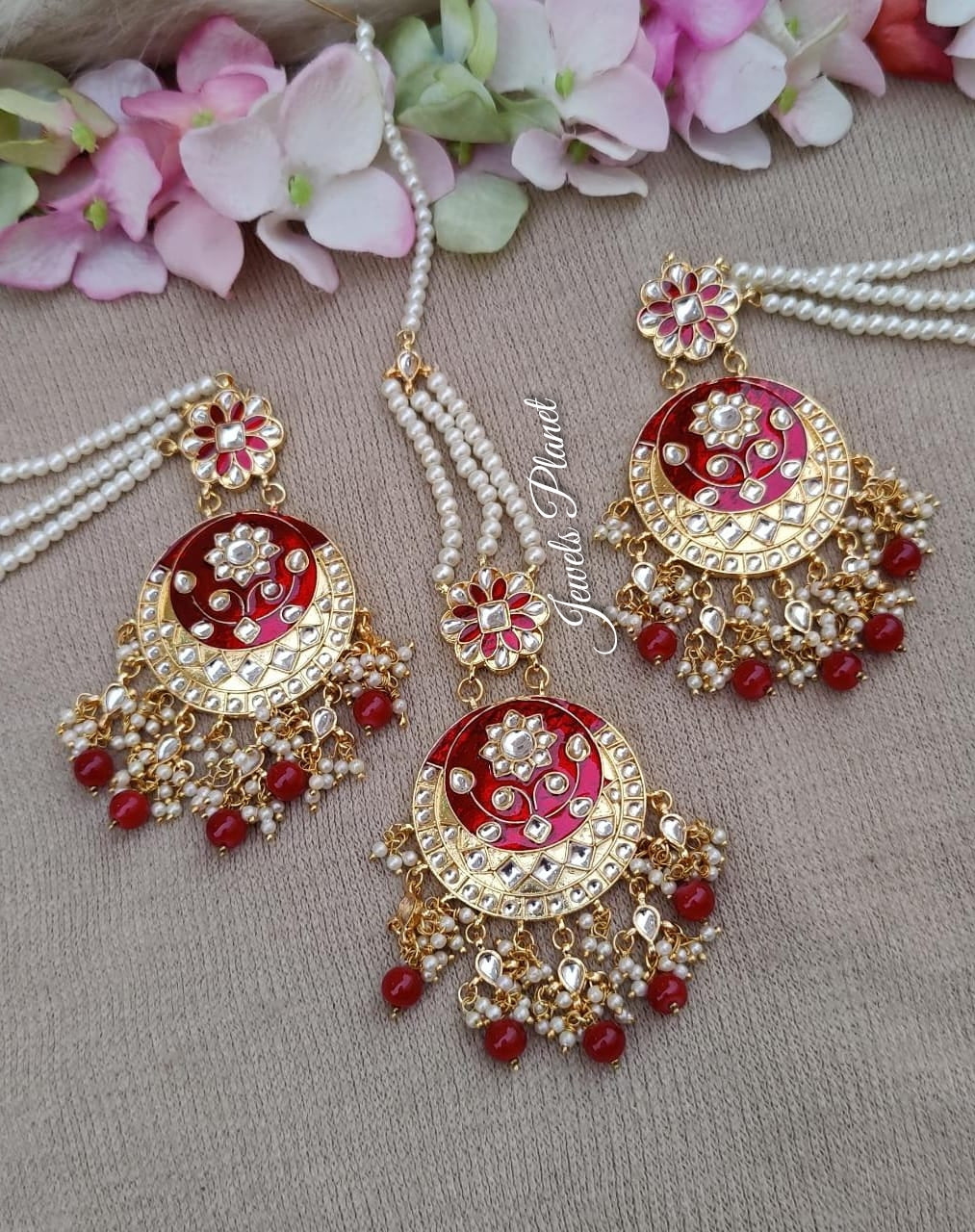 Nishika Kundan Earrings Tikka