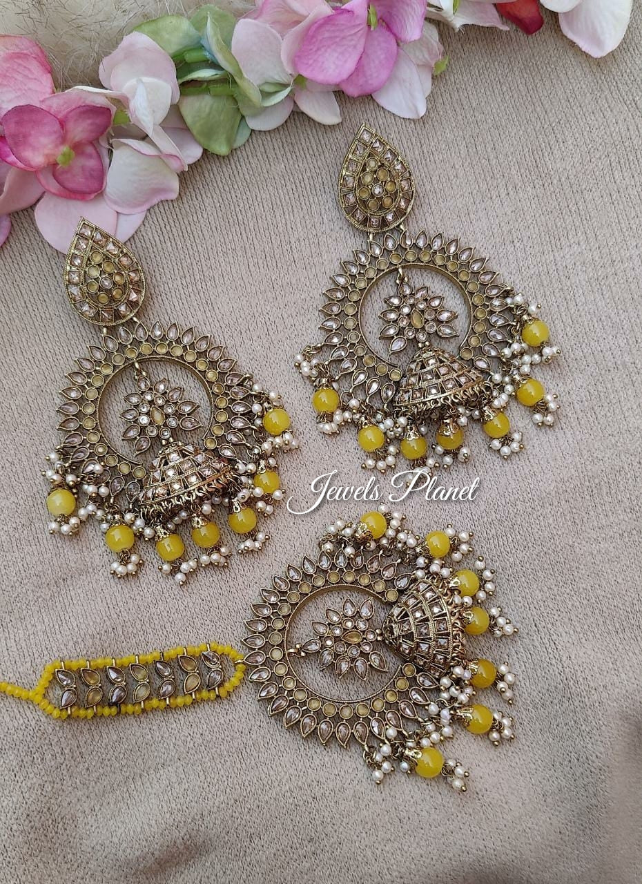 Raga Oversized Polki Earrings Tikka