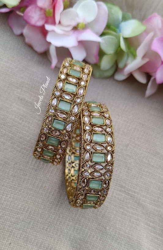 Lavisha Polki Bangles (Mint)