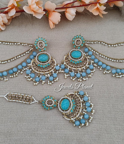 Aruna Polki Earrings Tikka with detachable earchains