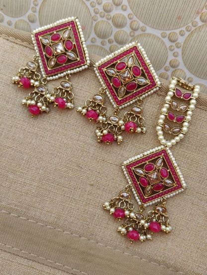 Kite Polki Earrings Tikka