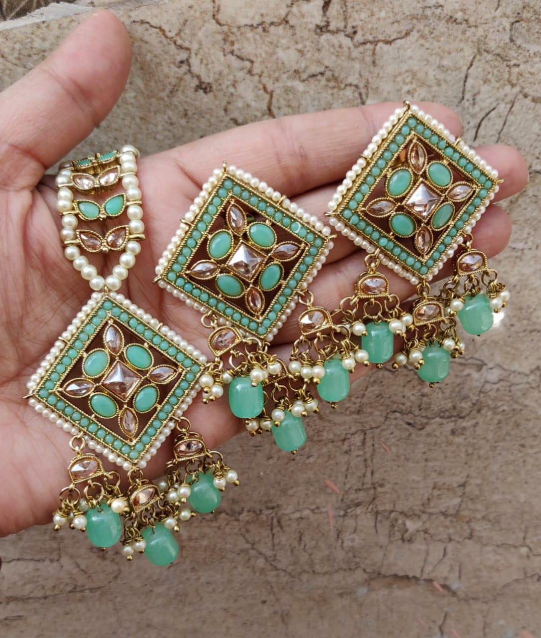 Kite Polki Earrings Tikka