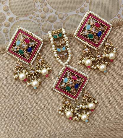 Kite Polki Earrings Tikka