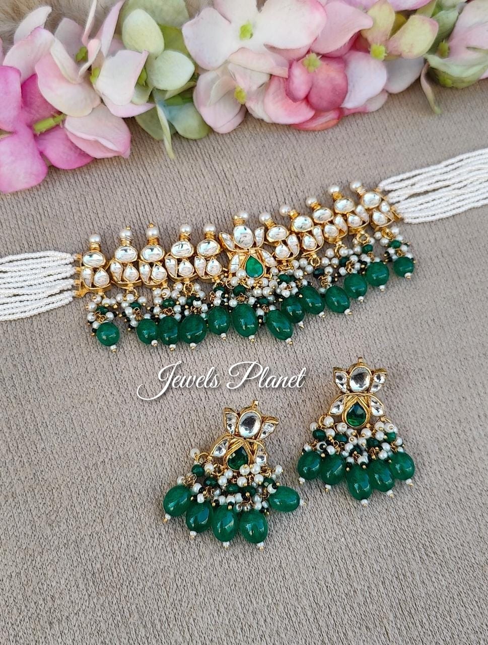 Cauvery Pachi Kundan Choker Set