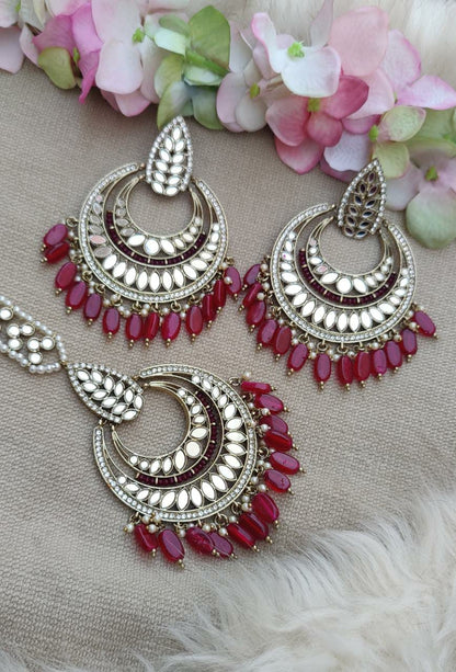 Amira Mirror Oversized Earrings Tikka