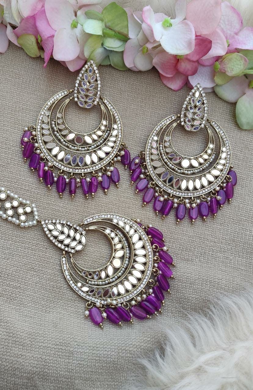 Amira Mirror Oversized Earrings Tikka