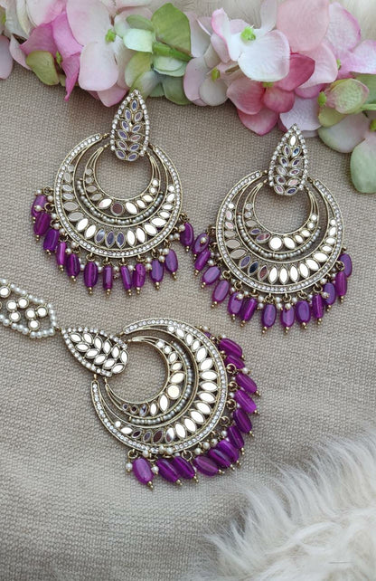 Amira Mirror Oversized Earrings Tikka