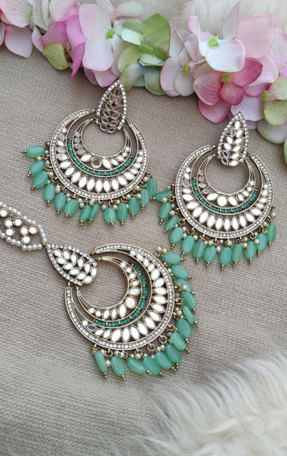 Amira Mirror Oversized Earrings Tikka