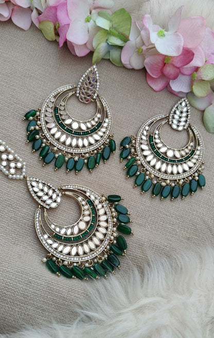 Amira Mirror Oversized Earrings Tikka