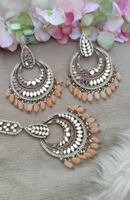 Amira Mirror Oversized Earrings Tikka