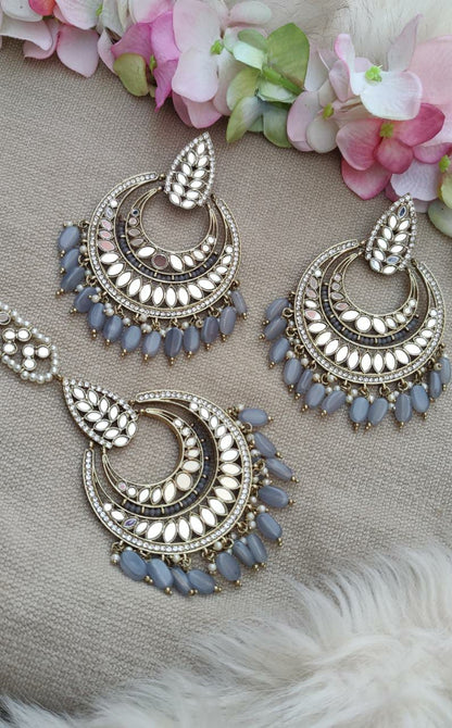 Amira Mirror Oversized Earrings Tikka