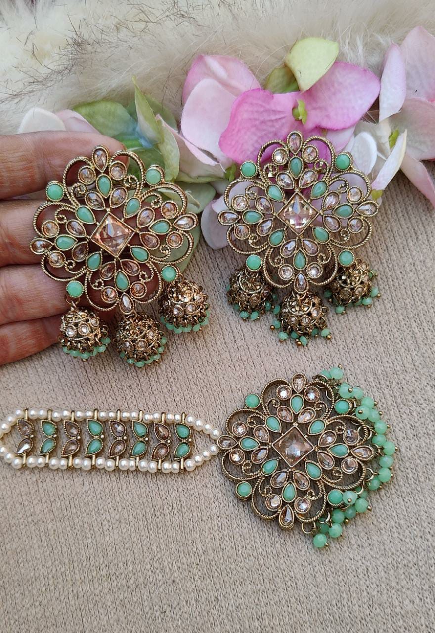 Raveena Polki Earrings Tikka