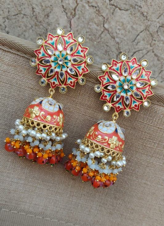 Vaniya Meenakari Jhumkas