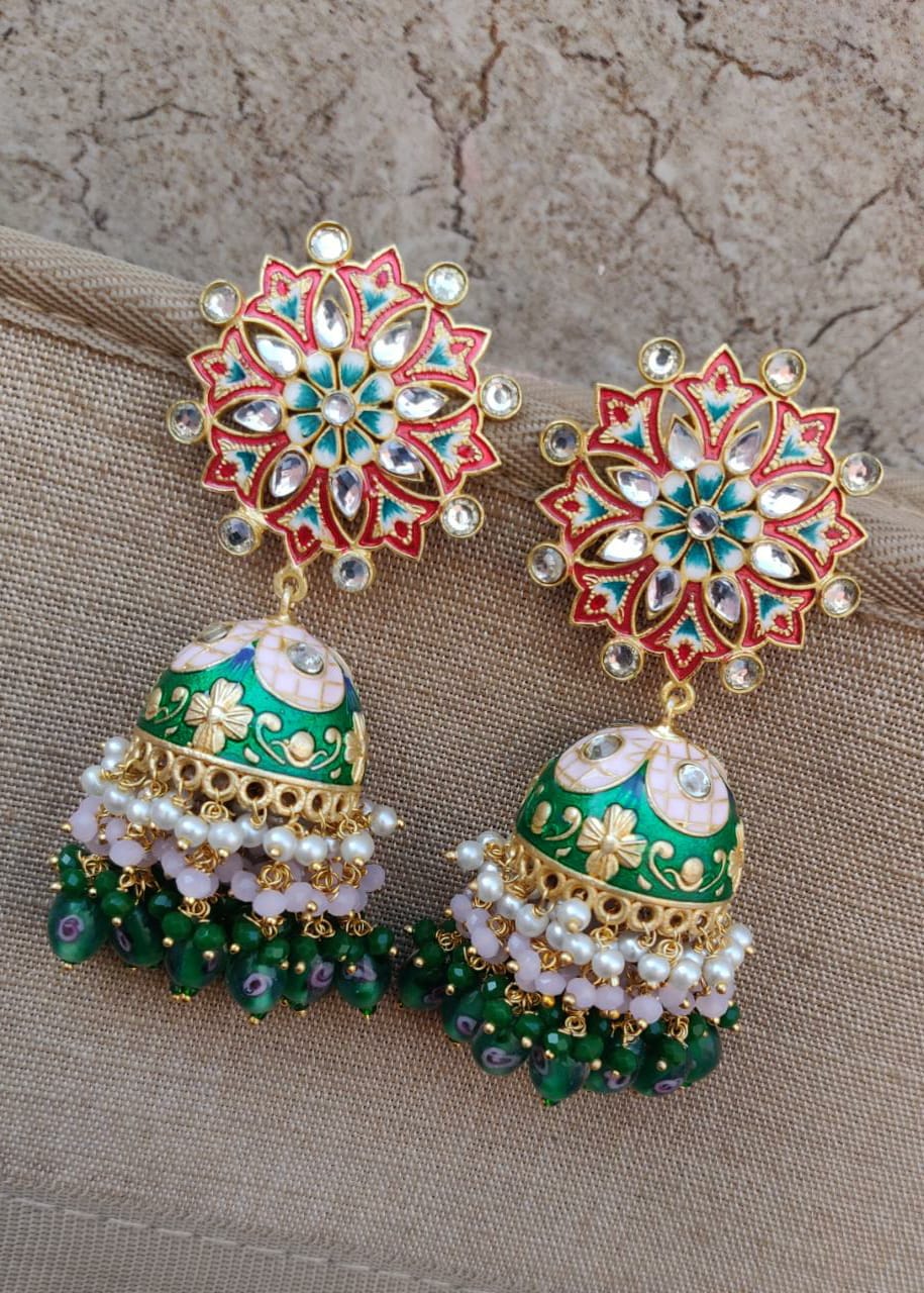 Vaniya Meenakari Jhumkas