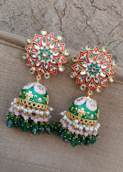 Vaniya Meenakari Jhumkas