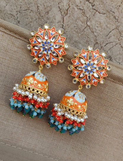 Vaniya Meenakari Jhumkas