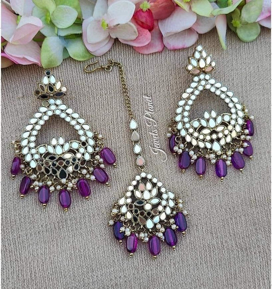 Bhavna Mirror Earrings Tikka Set